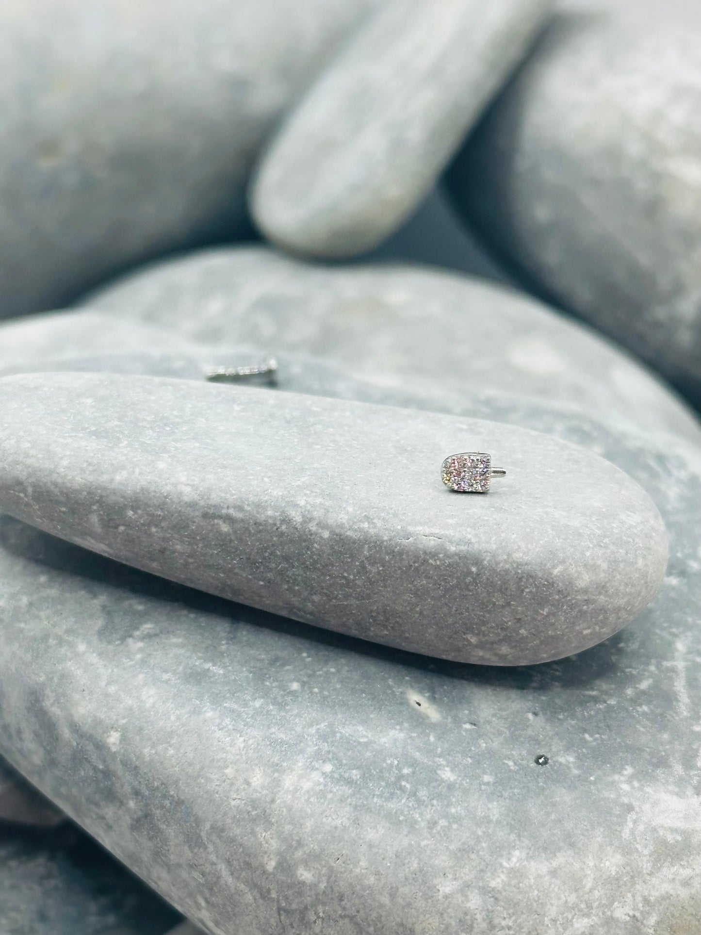 Silver Popsicle Threadless End with Titanium Post