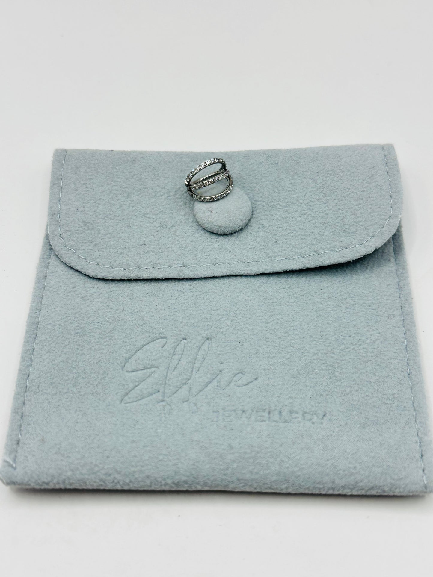 Triple Cubic Zirconia Titanium 8mm Hoop