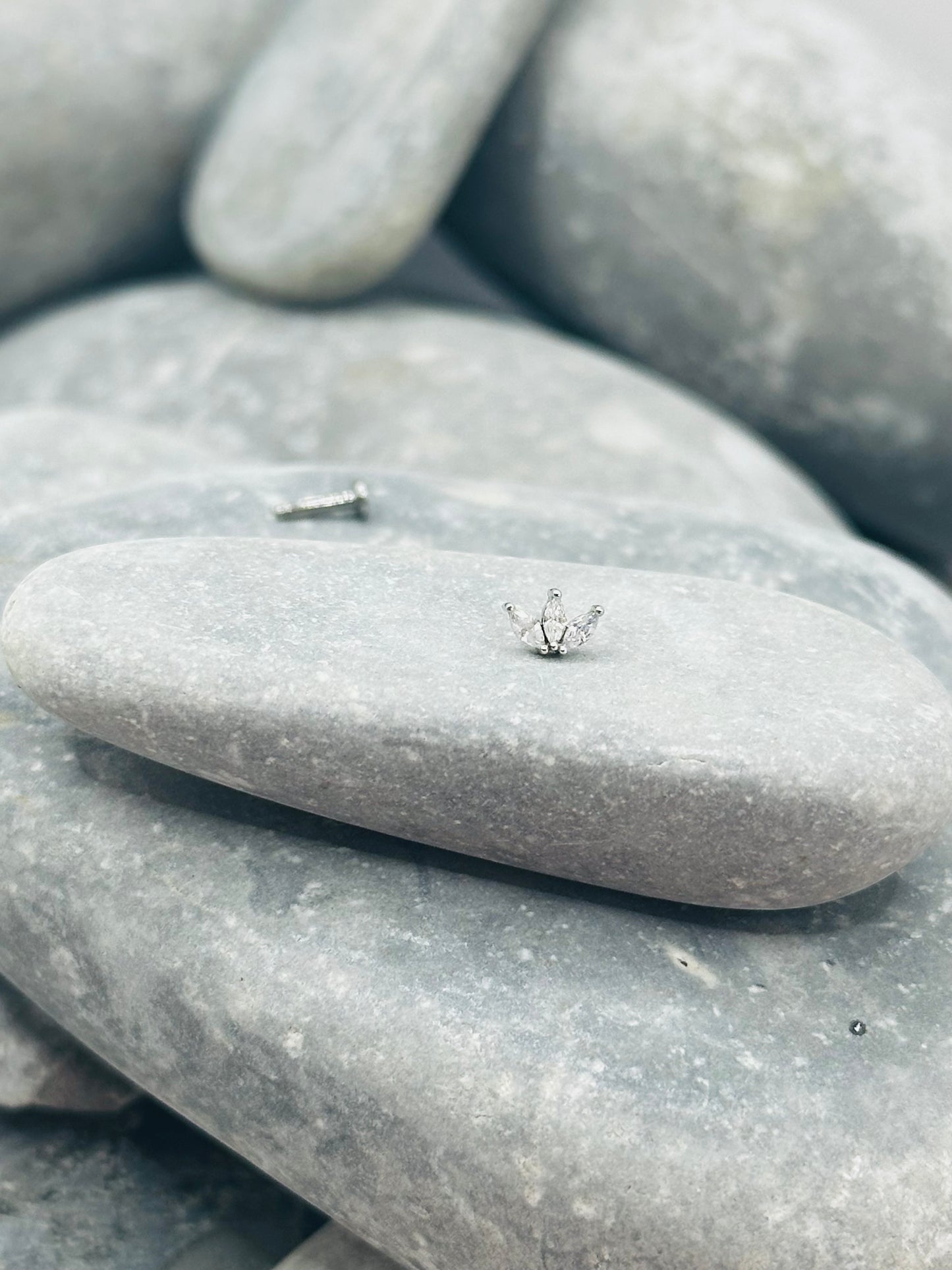 Silver Trinity Marquise Threadless End with Titanium Post