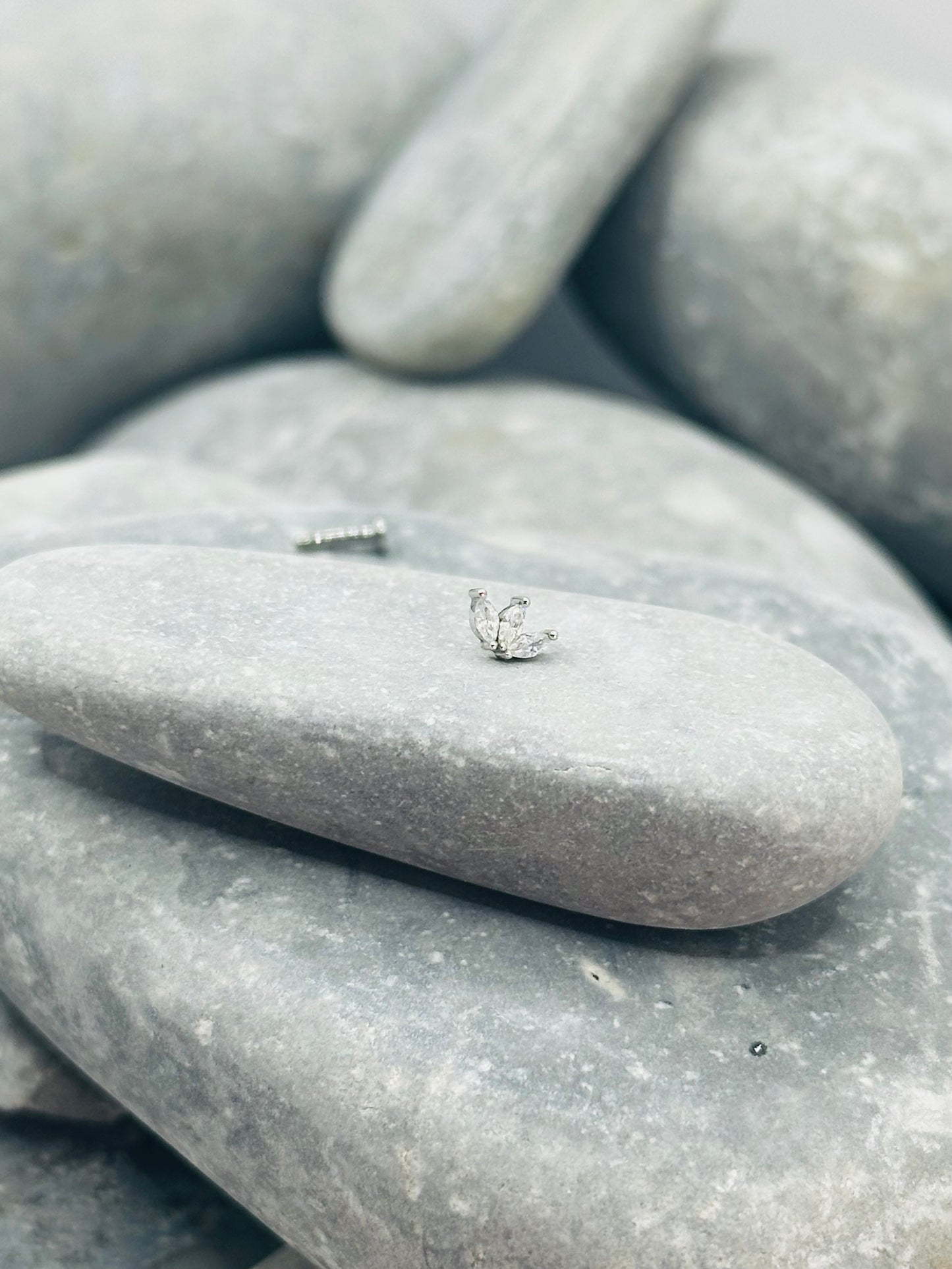 Silver Trinity Marquise Threadless End with Titanium Post