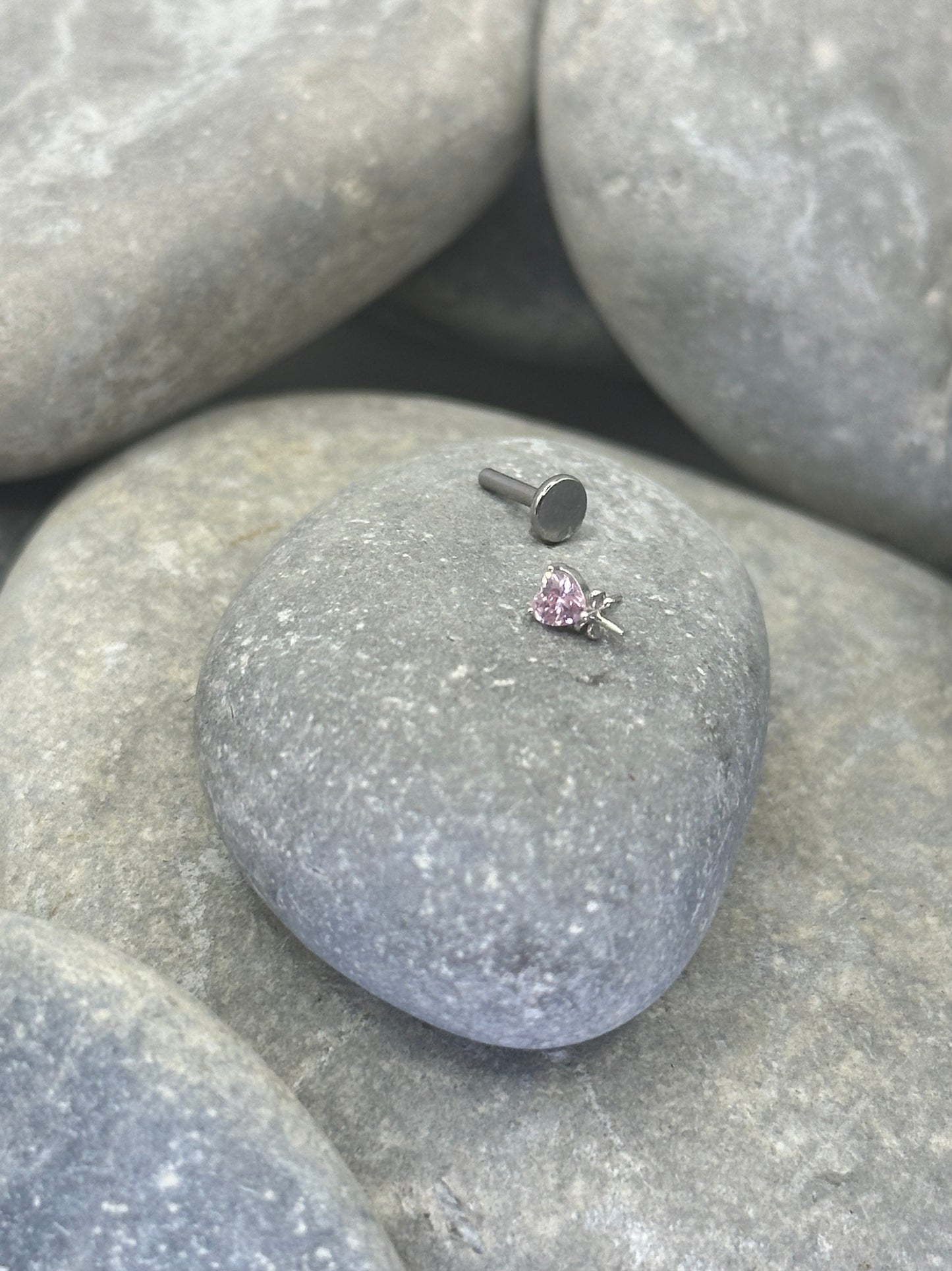 14k White Gold Candy Threadless End with Titanium Post