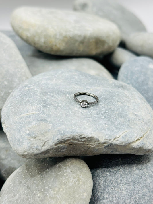 Titanium Round Paved 10mm Clicker