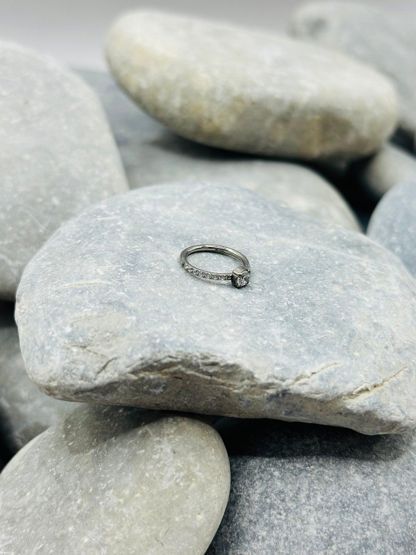 Titanium Round Paved 10mm Clicker