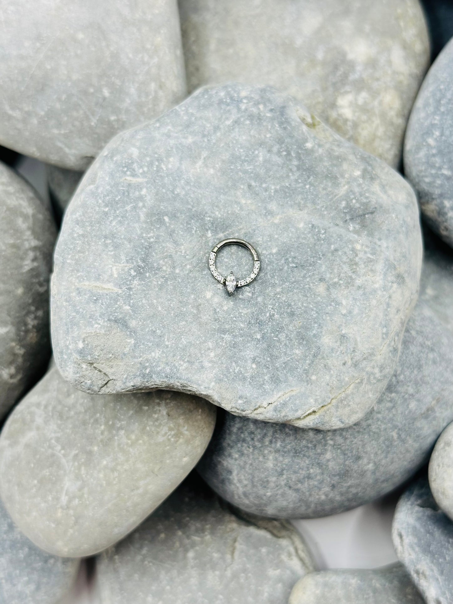 Titanium Marquise 8mm Paved Clicker