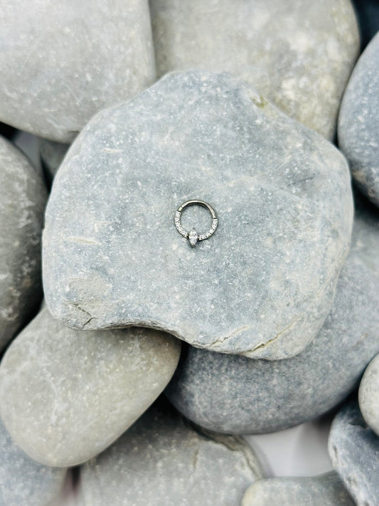 Titanium Marquise 8mm Paved Clicker