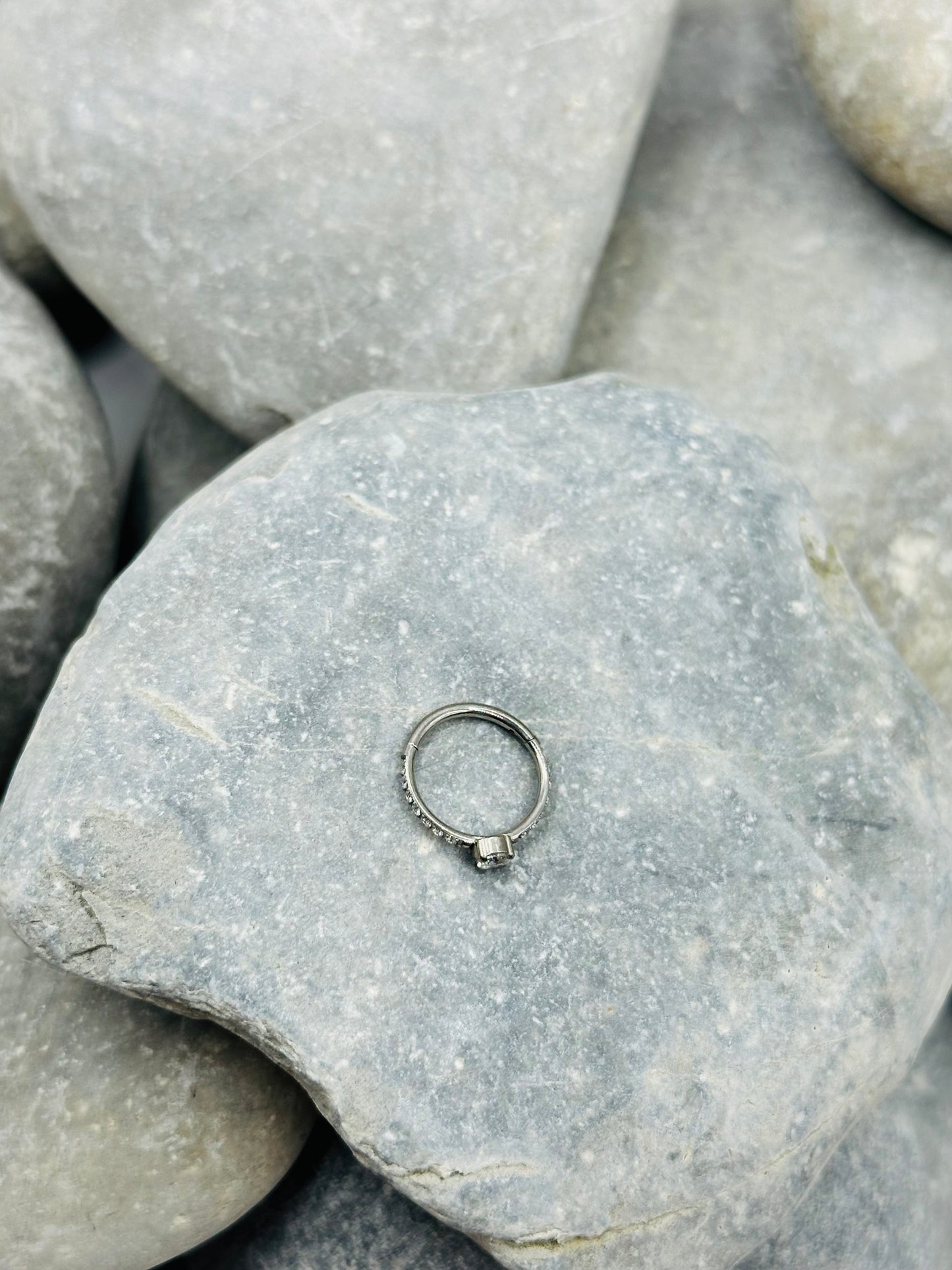 Titanium Round Paved 10mm Clicker