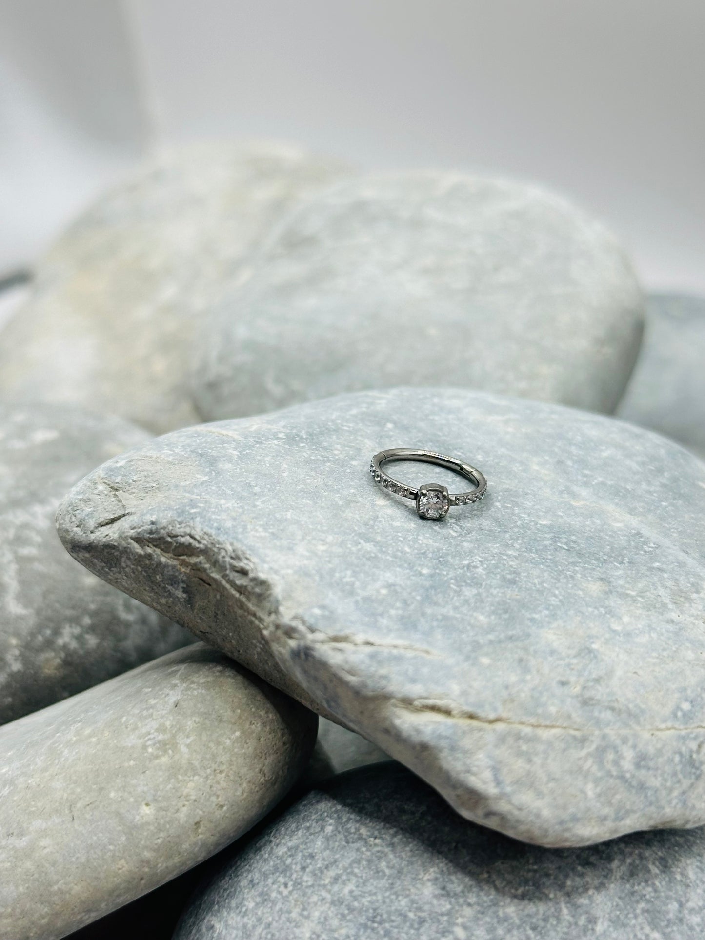 Titanium Round Paved 10mm Clicker