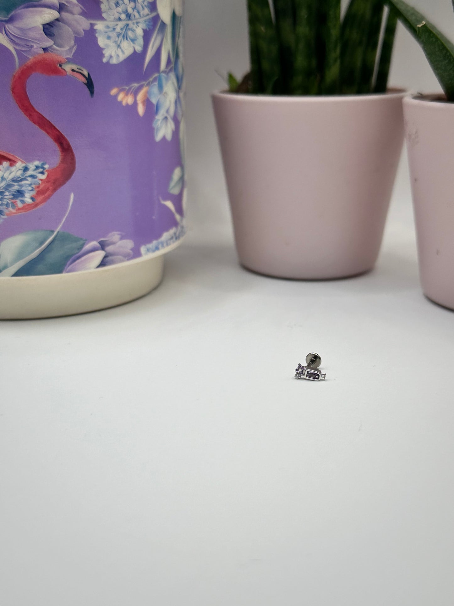 14k White Gold Fizz Threadless End with Titanium Post