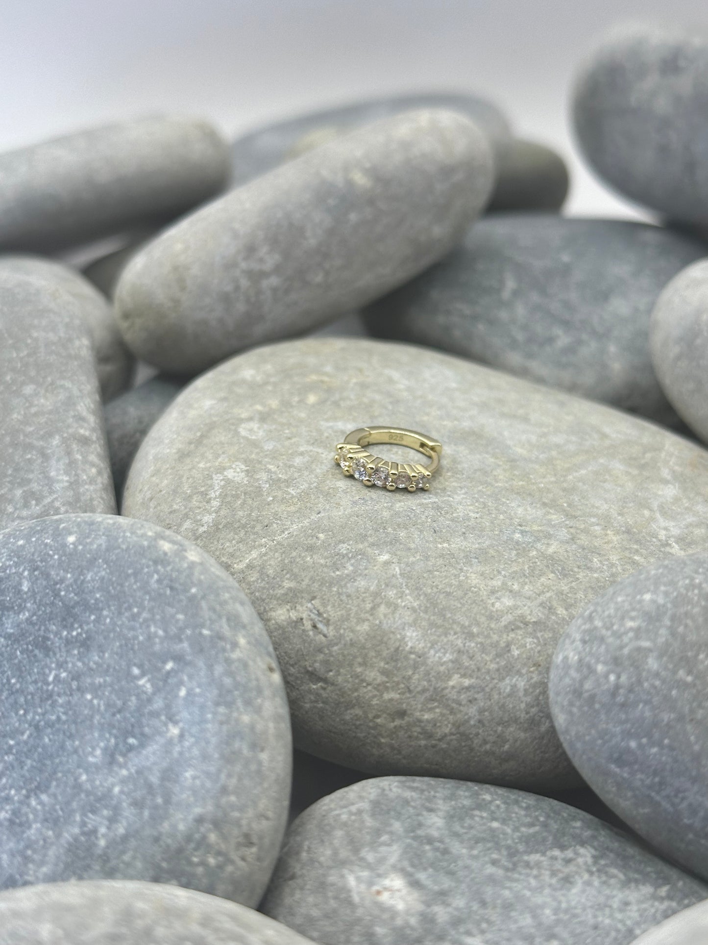 14k Yellow Gold Plated Cluster Huggie Hoop with Clear Stones
