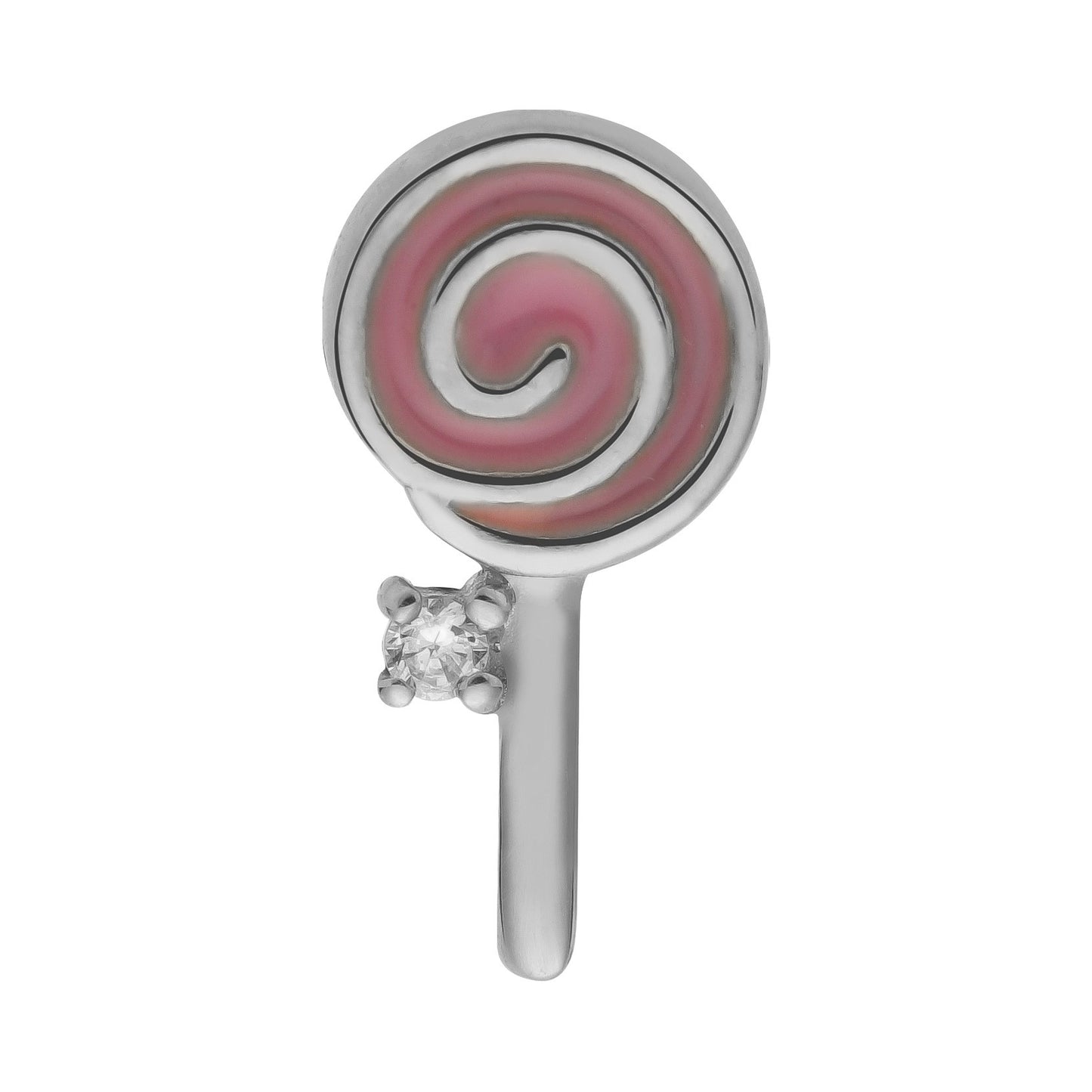14k White Gold Lolly Threadless End with Titanium Post