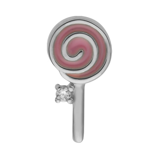 14k White Gold Lolly Threadless End with Titanium Post