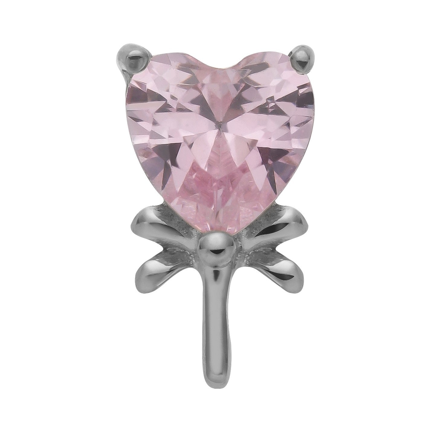 14k White Gold Candy Threadless End with Titanium Post