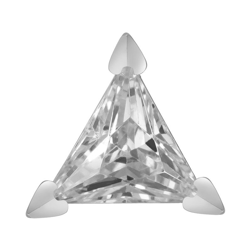 14k White Gold Triangle Threadless End with Titanium Post