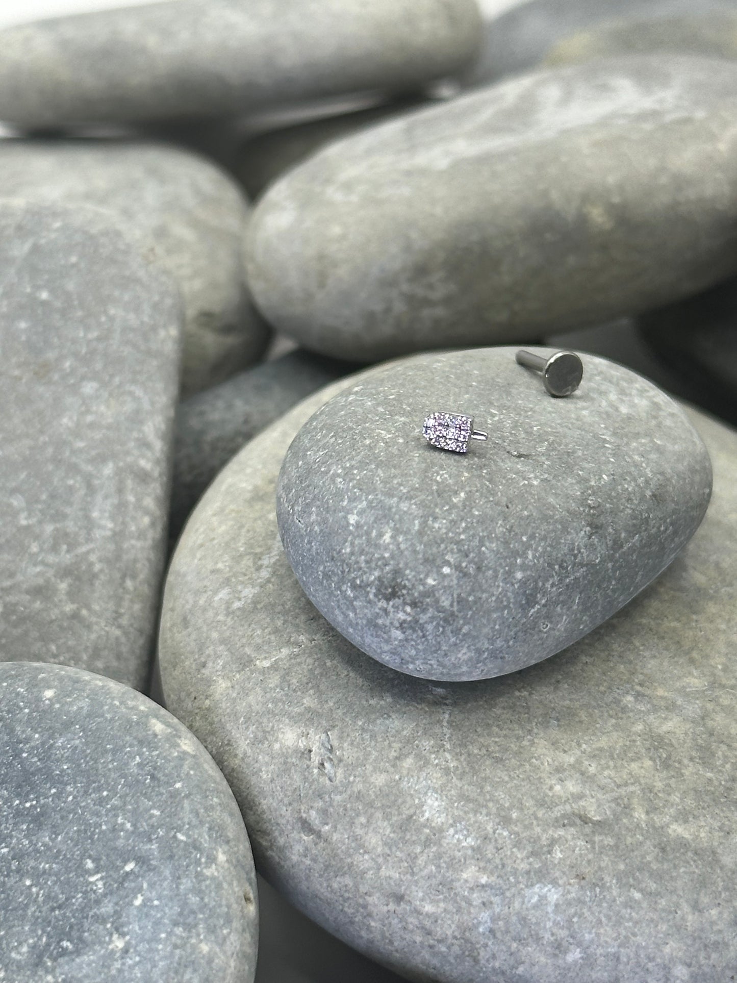 14k White Gold Popsicle Threadless End with Titanium Post