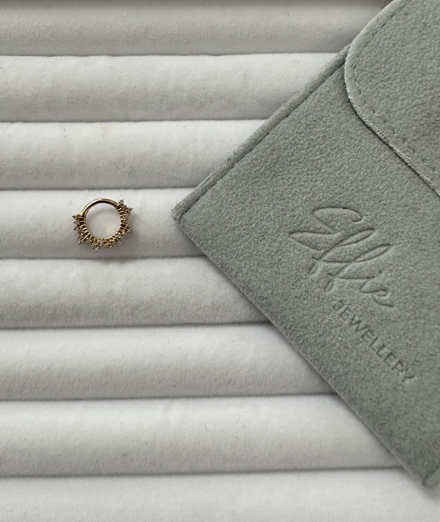 14k Yellow Gold Clicker with Cubic Zirconia