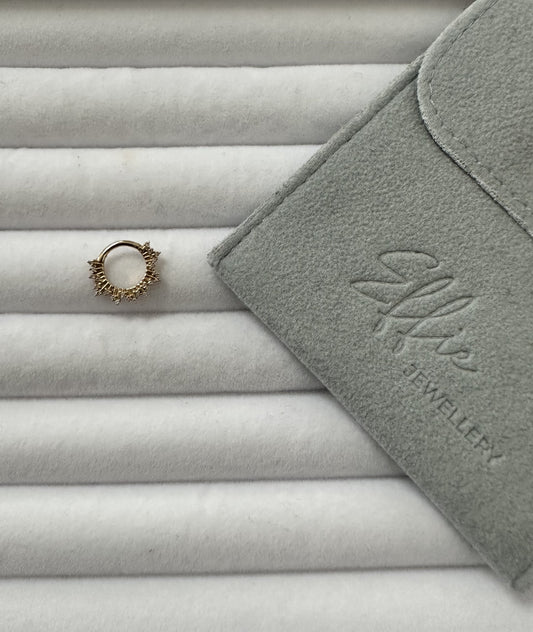 14k Yellow Gold Clicker with Cubic Zirconia