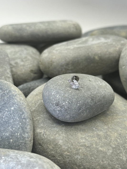 14k White Gold Twinkle Threadless End with Titanium Post