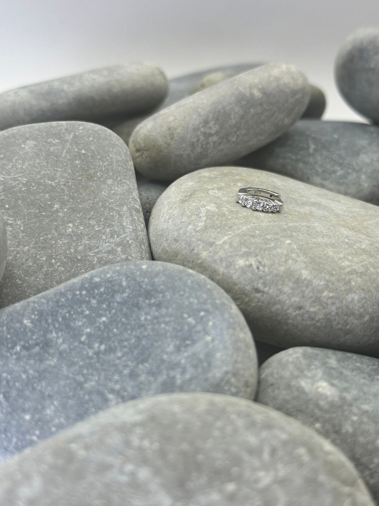 Platinum Plated Cluster Huggie Hoop with Clear Stones