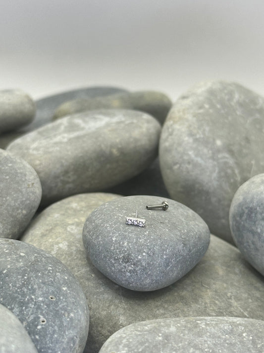 14k White Gold Rectangle Threadless End with Titanium Post